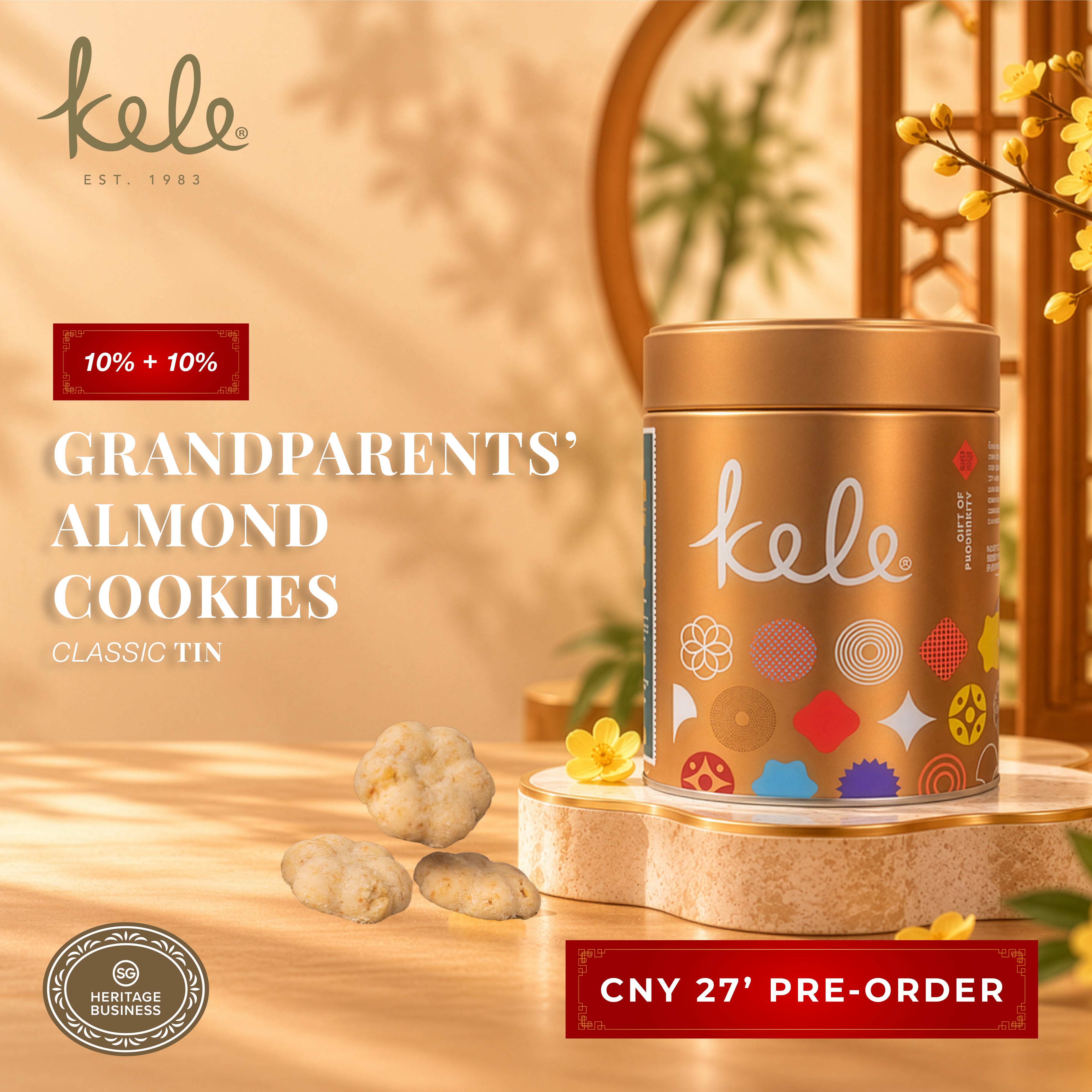 CNY 27' PRE-ORDER : Grandparents' Almond Cookies (Classic Tin)