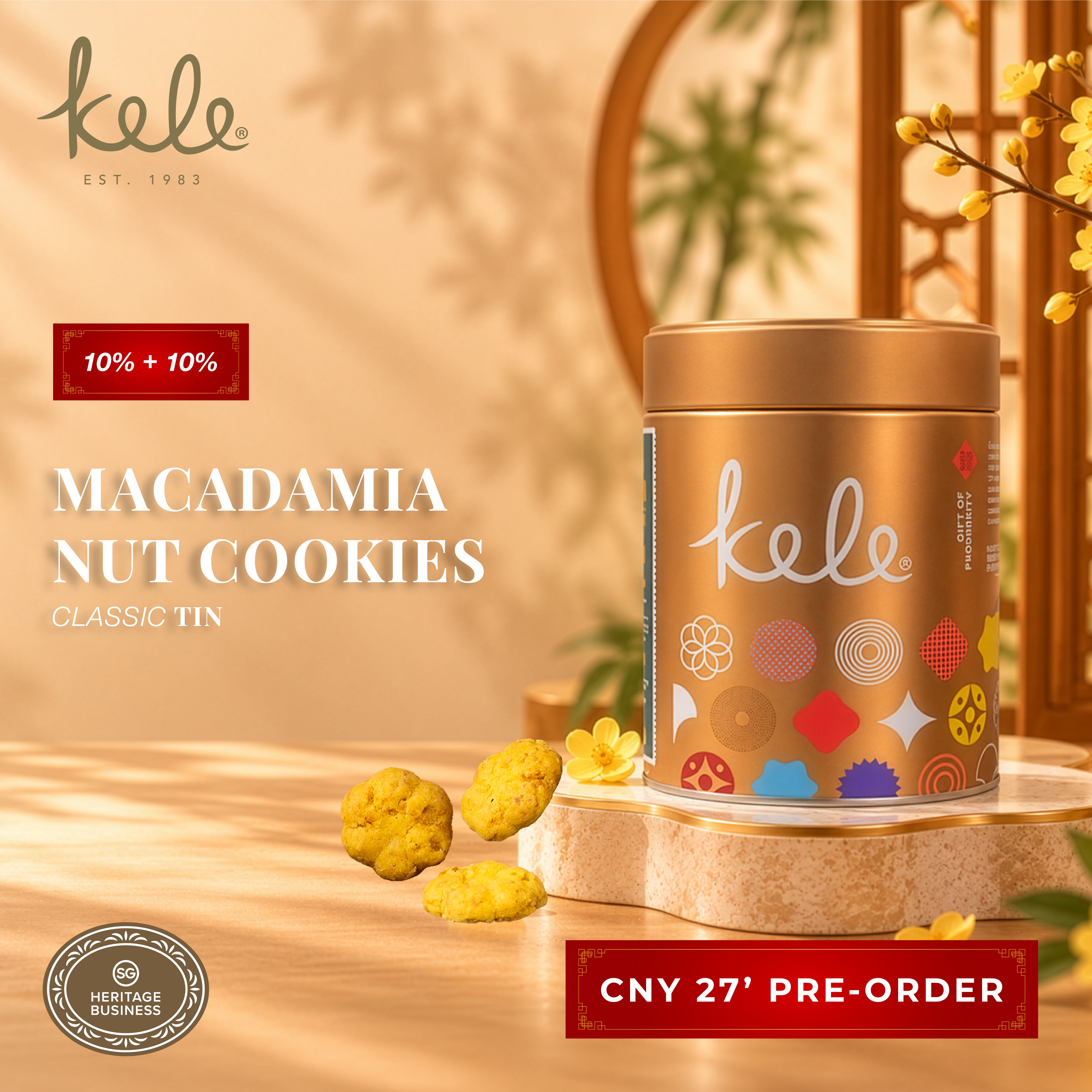 CNY 27' PRE-ORDER : Macadamia Nut Cookies (Classic Tin)
