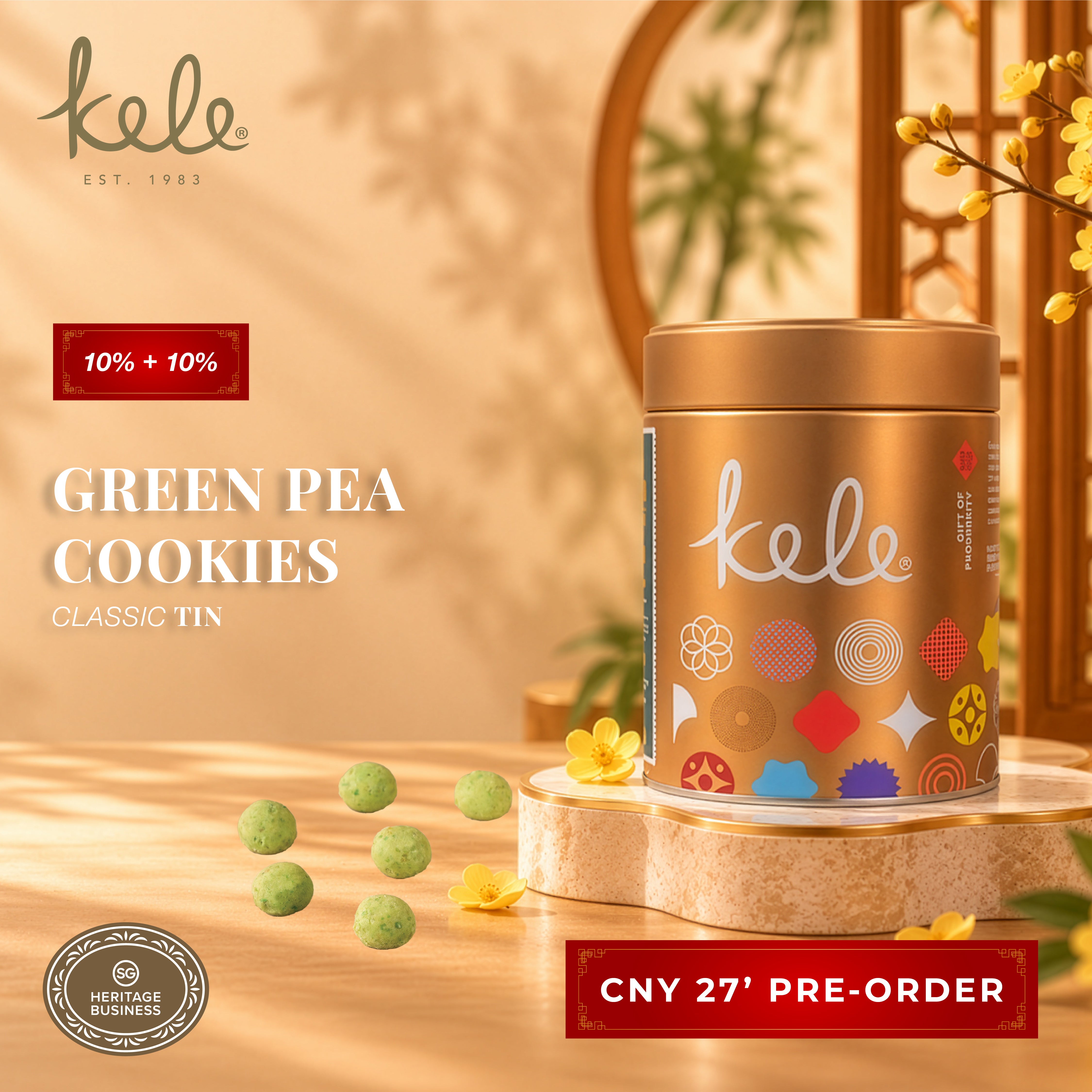 CNY 27' PRE-ORDER : Green Pea Cookies (Classic Tin)