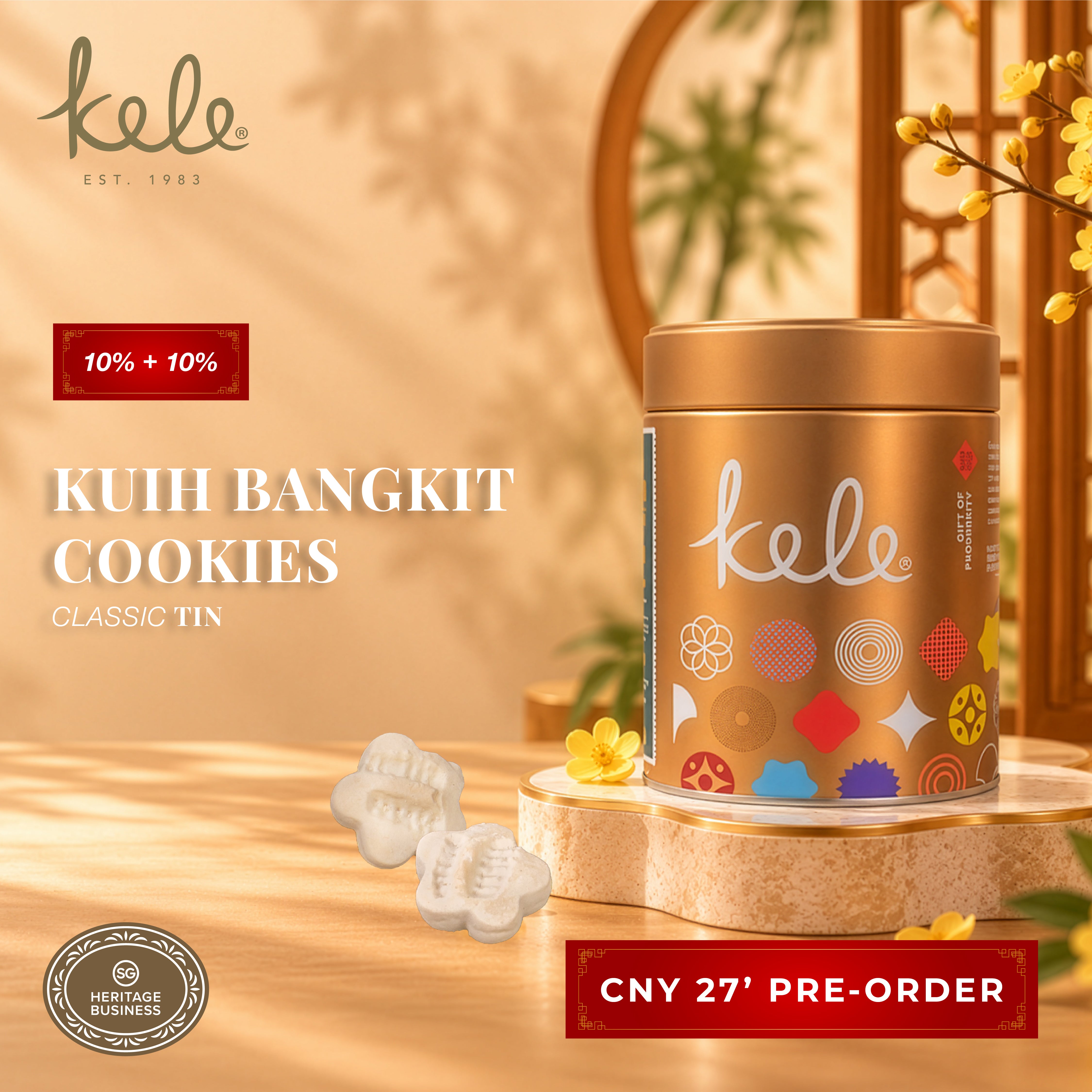 CNY 27' PRE-ORDER : Kuih Bangkit Cookies (Classic Tin)