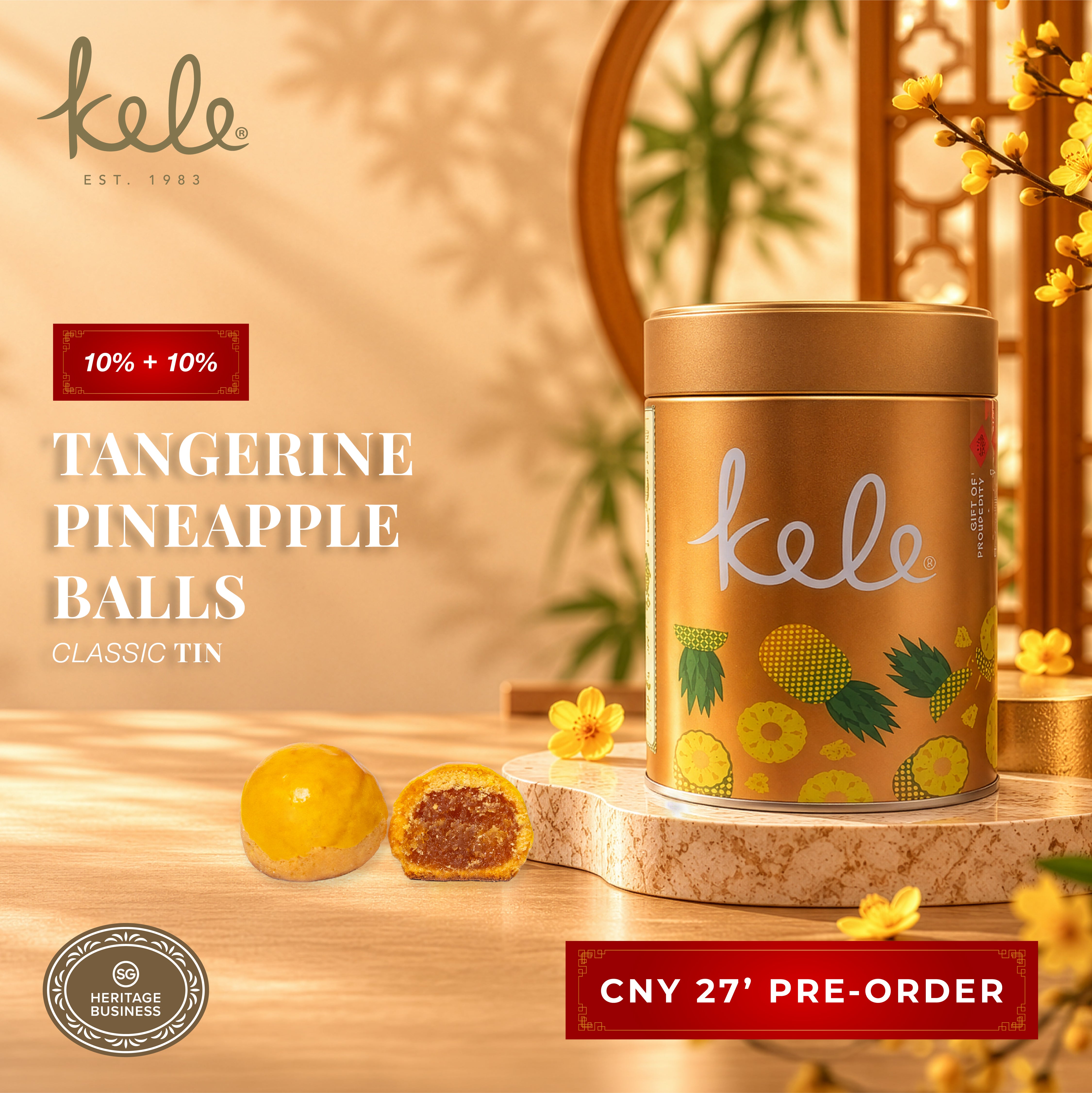 CNY 27' PRE-ORDER  : Tangerine Pineapple Balls (Classic Tin)