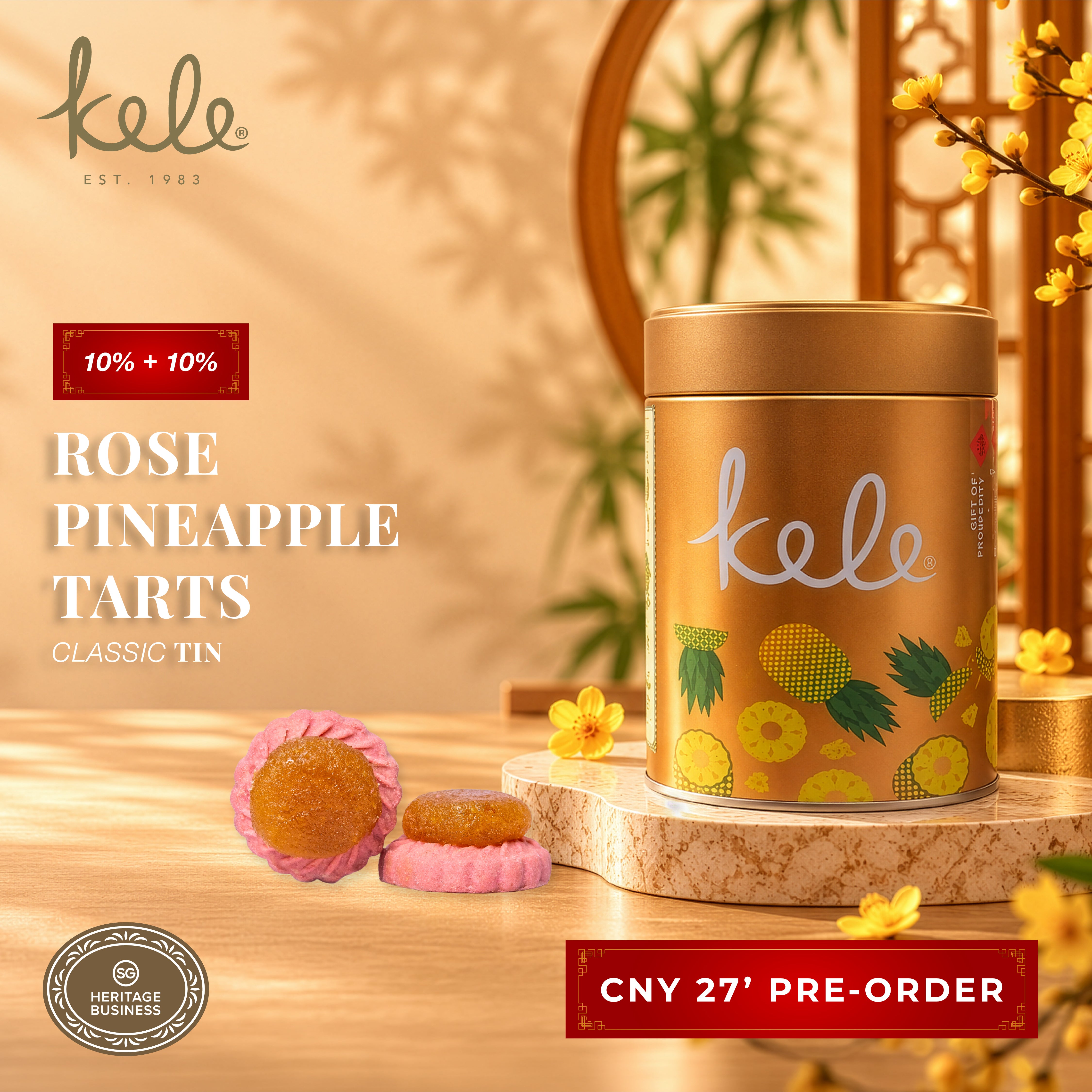 CNY 27' PRE-ORDER  : Rose Pineapple Tarts (Classic Tin)