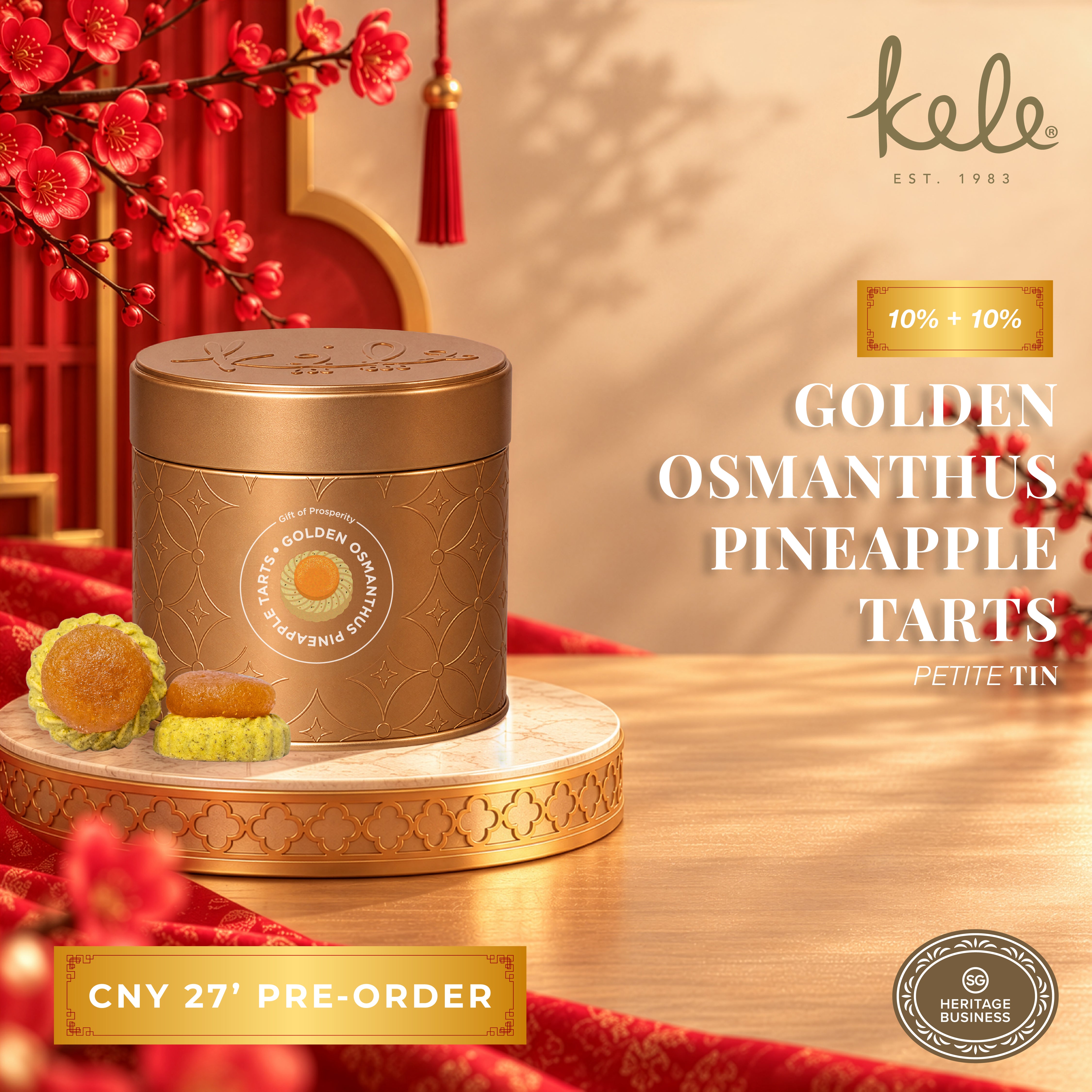 CNY 27' PRE-ORDER : Golden Osmanthus Pineapple Tarts (Petite Tin)