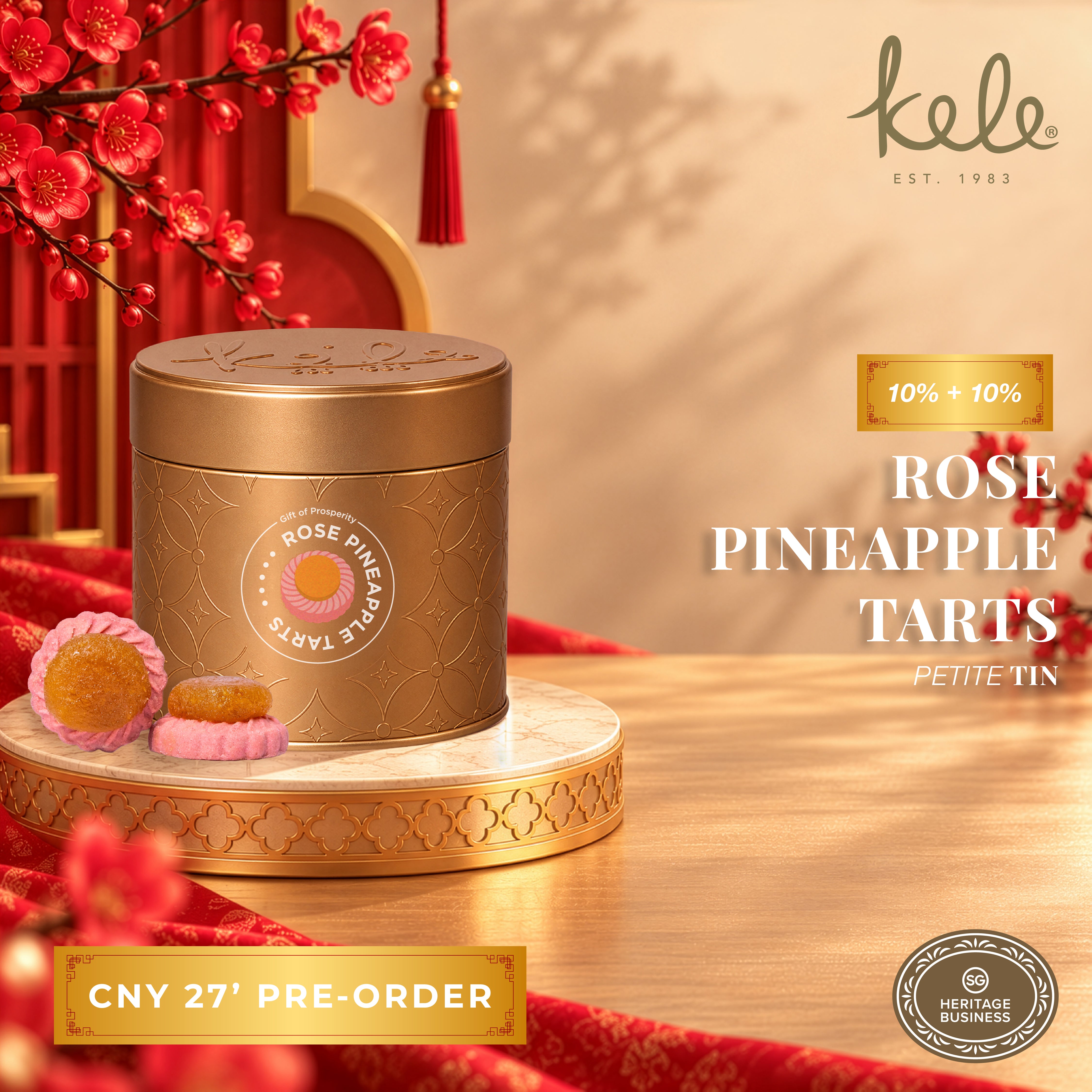 CNY 27' PRE-ORDER : Rose Pineapple Tarts (Petite Tin)