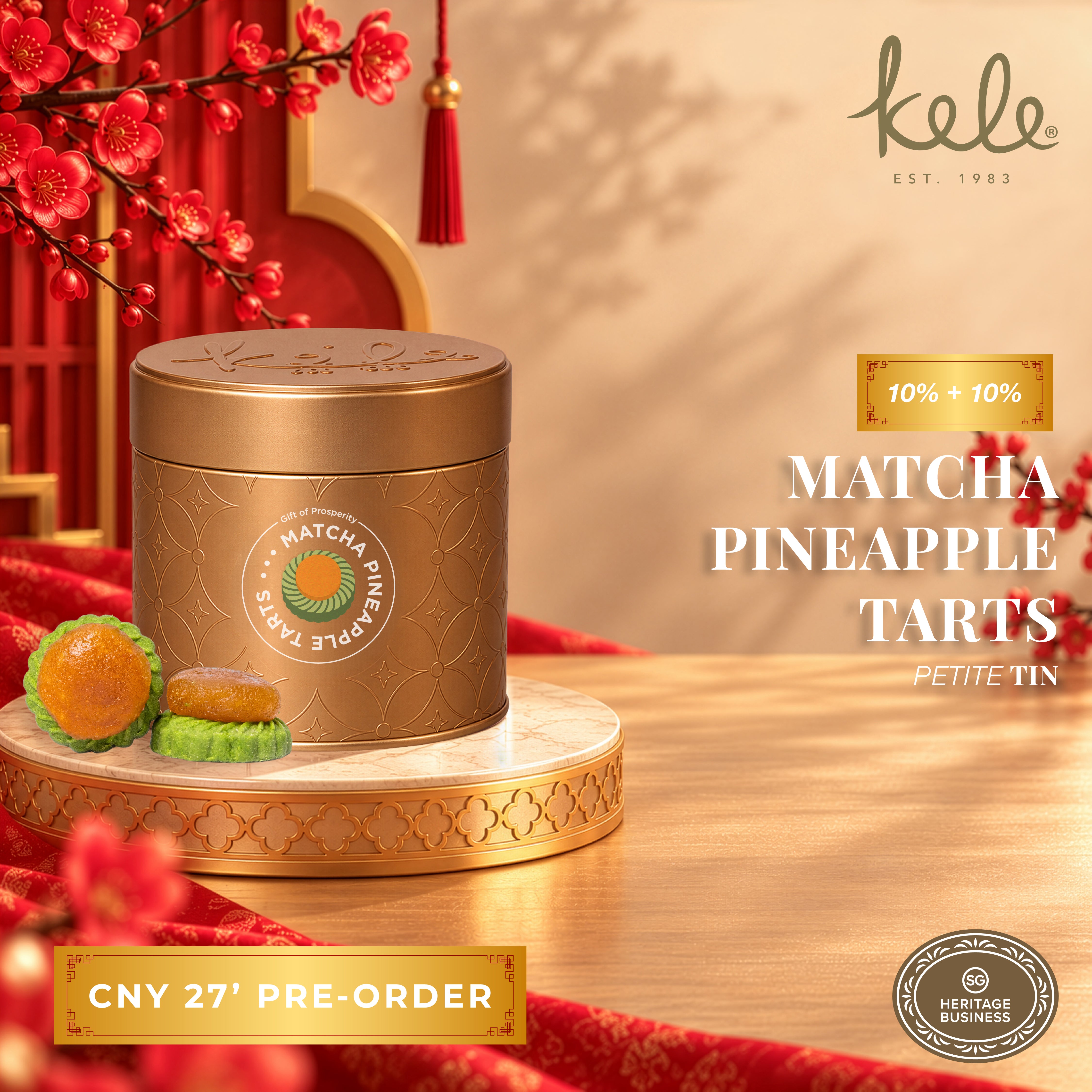 CNY 27' PRE-ORDER : Matcha Pineapple Tarts (Petite Tin)