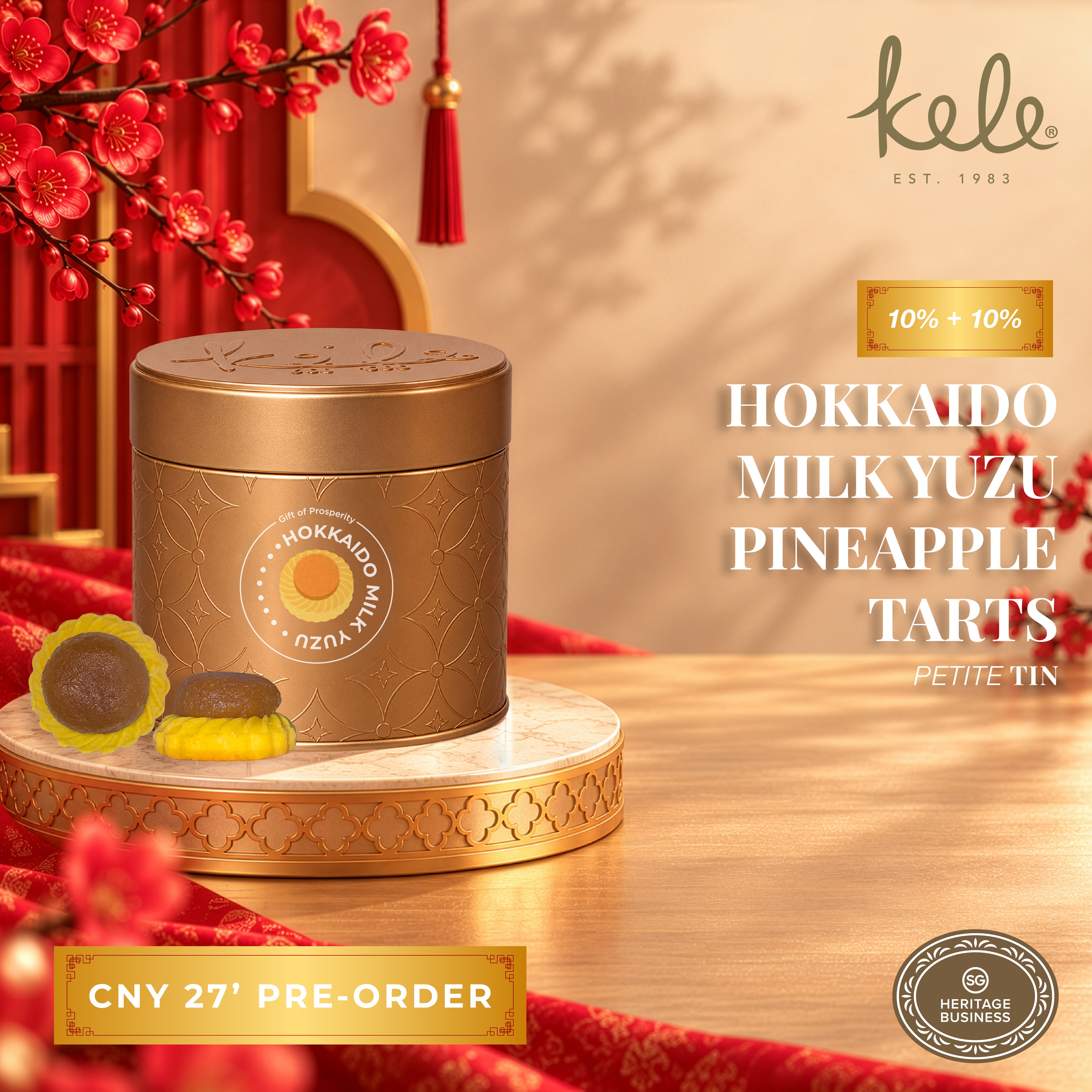 CNY 27' PRE-ORDER : Hokkaido Milk Yuzu Pineapple Tarts (Petite Tin)