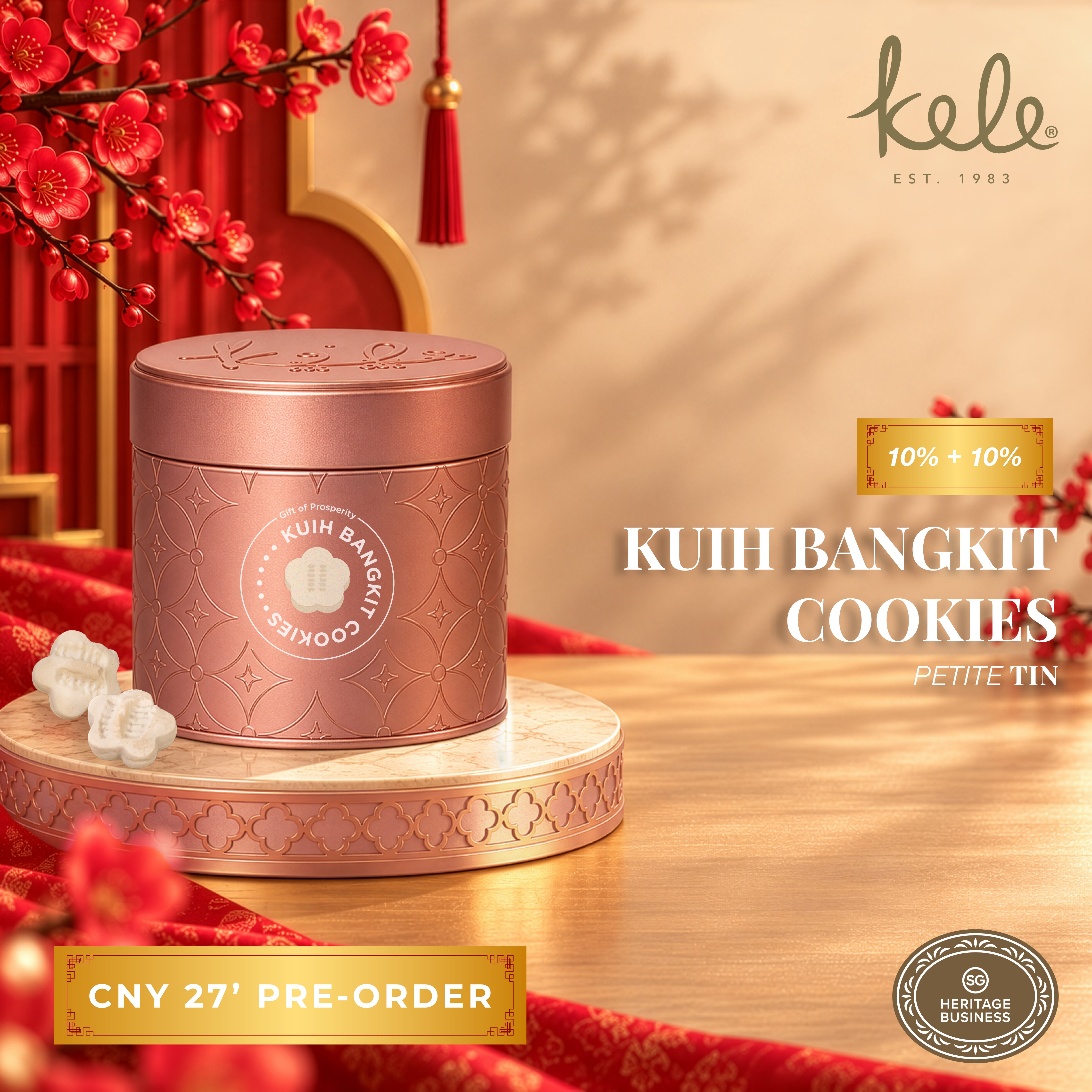 CNY 27' PRE-ORDER : Kuih Bangkit Cookies (Petite Tin)