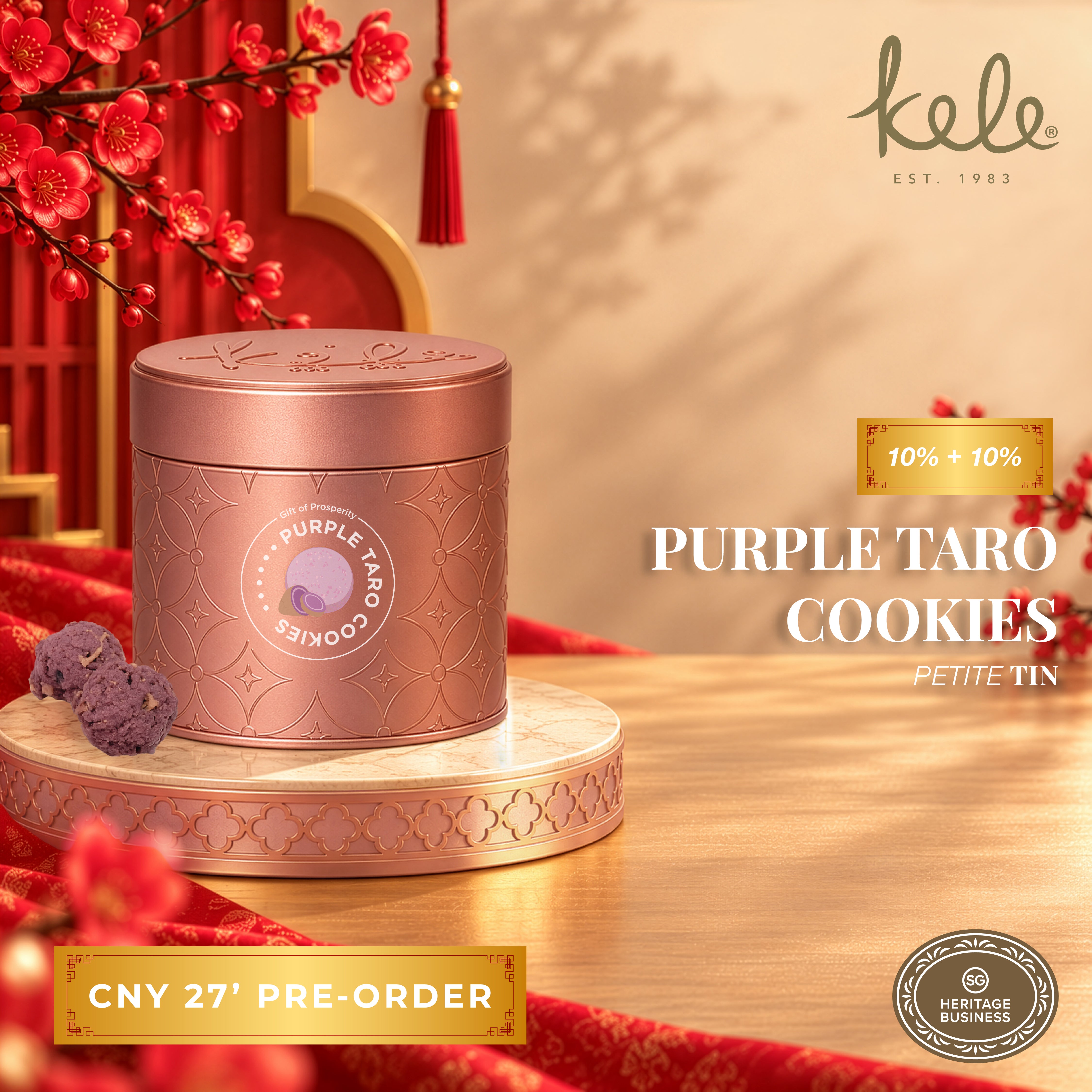 CNY 27' PRE-ORDER : Purple Taro Cookie (Petite Tin)