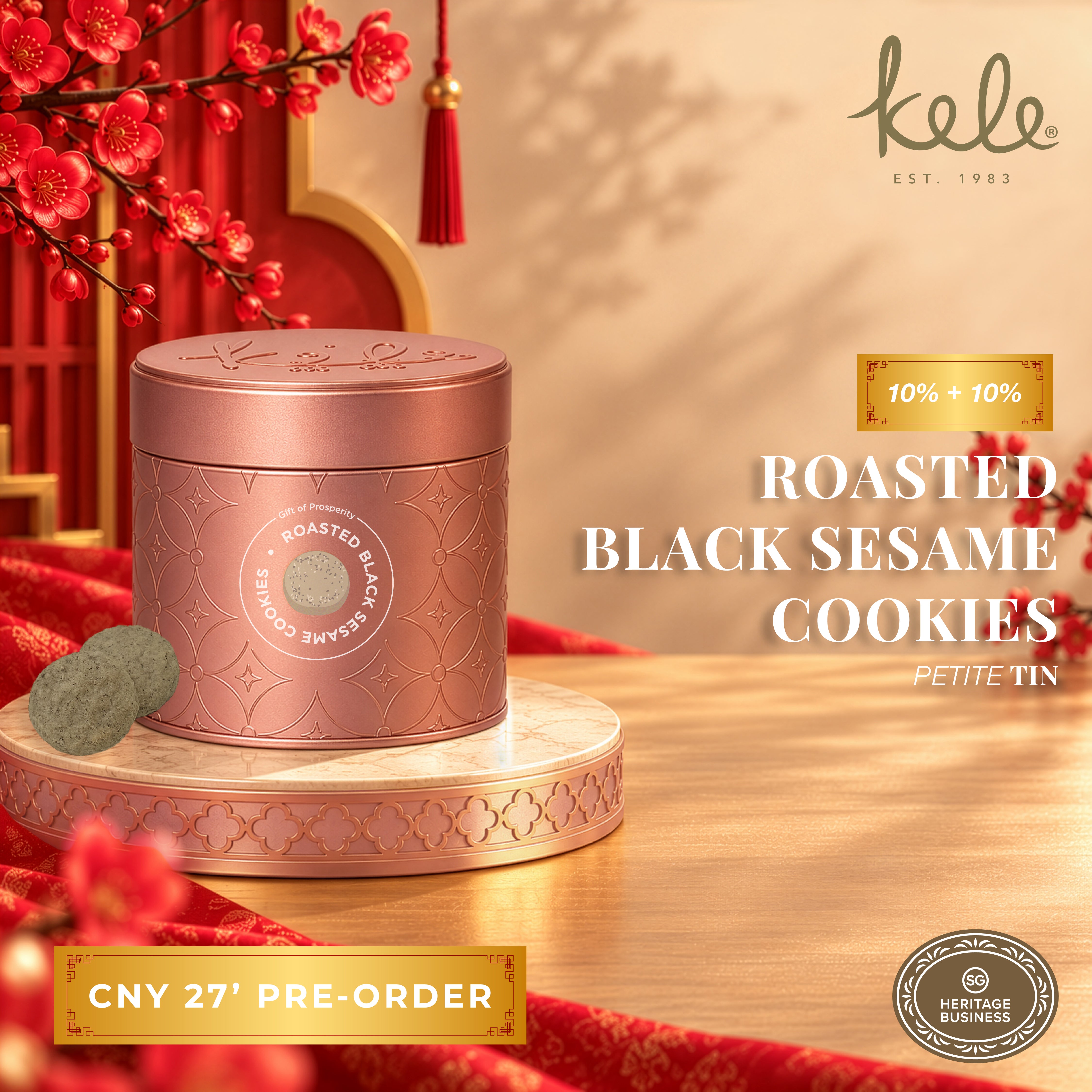 CNY 27' PRE-ORDER : Roasted Black Sesame Cookies (Petite Tin)
