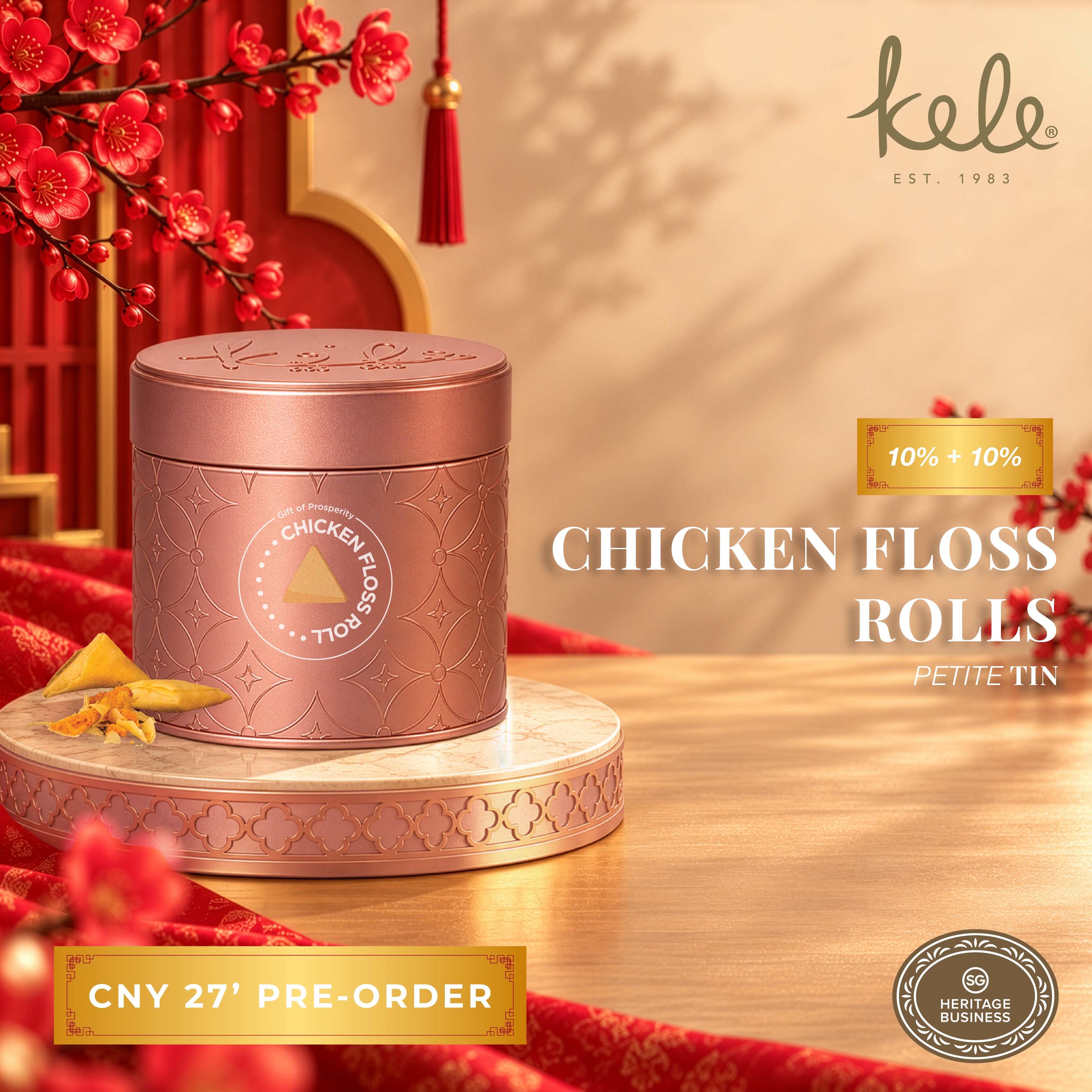 CNY 27' PRE-ORDER : Chicken Floss Rolls (Petite Tin)